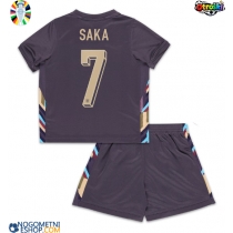 Otroški Nogometni dresi Anglija Bukayo Saka #7 Gostujoči EP 2024 Kratek Rokav (+ Kratke hlače)